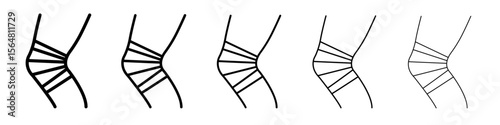 Knee orthopedic brace icon thin line outline set or collection