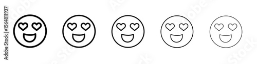 Lady Love smiley message icon thin line outline set or collection