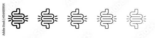 Large intestine icon thin line outline set or collection