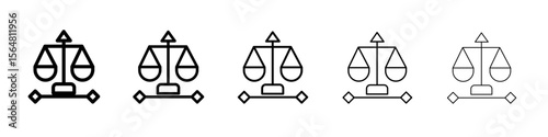 Law scale icon thin line outline set or collection