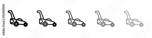lawn mower icon thin line outline set or collection