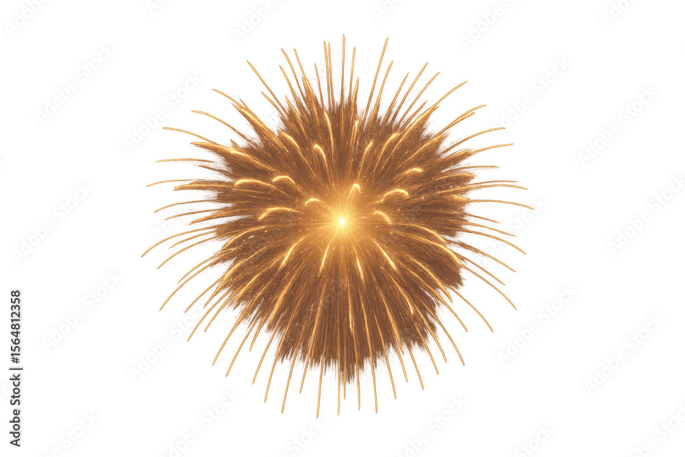 Fototapeta premium Bright golden firework exploding against a transparent background, perfect for celebrations and festive designs