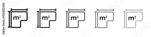 m2 area unit icon thin line outline set or collection