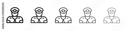 Male chief officer icon thin line outline set or collection