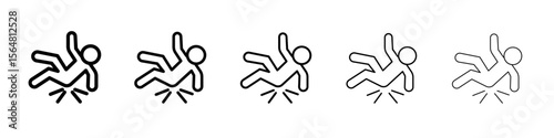 Man tripping icon thin line outline set or collection
