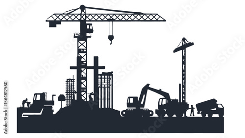construction site with crane