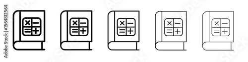 maths book icon thin line outline set or collection