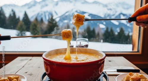 Swiss Alps Comfort: Warm Cheese Fondue