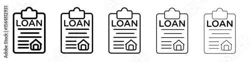 Mortgage loan icon thin line outline set or collection
