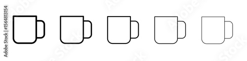 Mug icon thin line outline set or collection