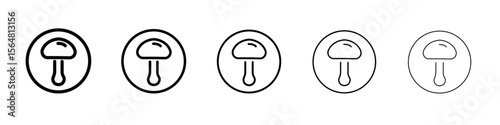 Mushroom icon thin line outline set or collection