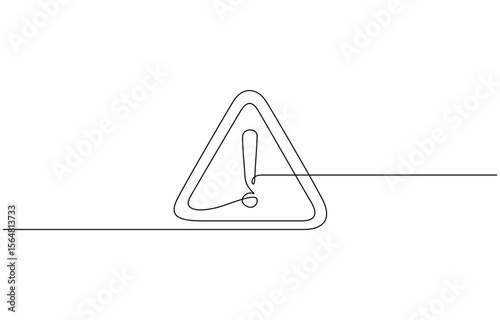 Dangerous sign line continuous drawing vector. One line dangerous sign vector, Stop Alert Attention Continuous One Line Illustration. One line art danger sign. Graphic illustration