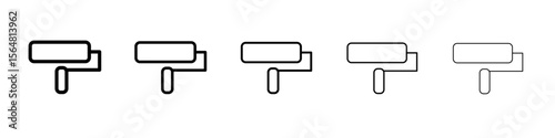 Paint roller icon thin line outline set or collection