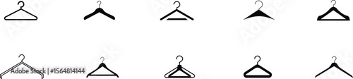 Clothes hanger icon. Set of clothes hanger vector icons. Hanger for cloakroom or closet. Hang for coat, shirt or suit. Clothes hanger collection. Vector illustration. 