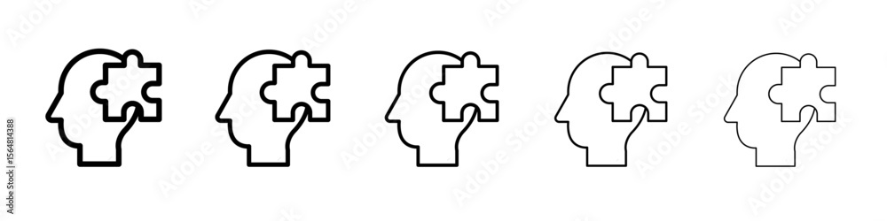 people head with puzzles icon thin line outline set or collection people head with puzzles icon thin line outline set or collection