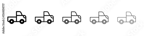 Pickup truck icon thin line outline set or collection