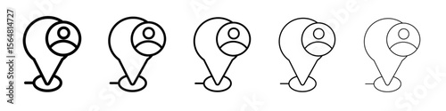Pin on a map icon thin line outline set or collection