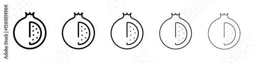 Pomegranate icon thin line outline set or collection