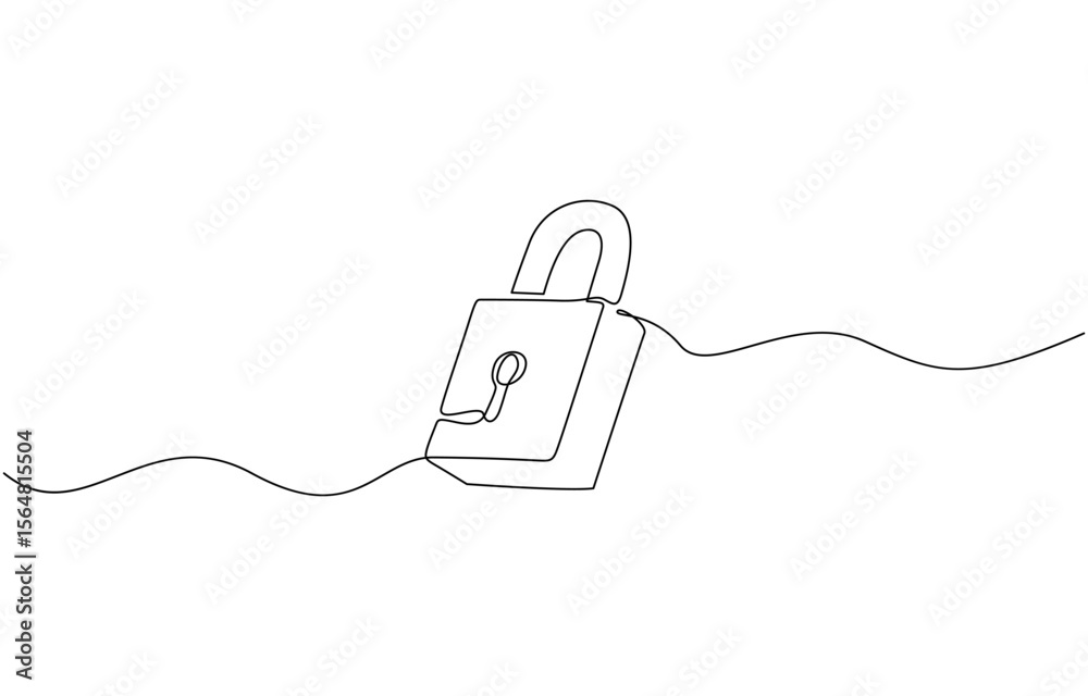 Continuous one line drawing of metal padlock. Padlock security sign symbol vector illustration. Security concept vector illustration, metal padlock. Padlock security sign symbol vector. Continuous one line drawing of metal padlock. Padlock security sign symbol vector illustration. Security concept vector illustration, metal padlock. Padlock security sign symbol vector.
