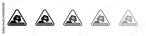 Quicksand and Mud danger sign icon thin line outline set or collection