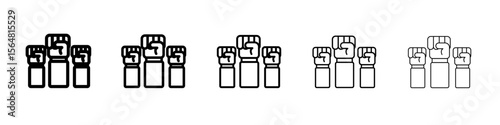 Raised fists icon thin line outline set or collection