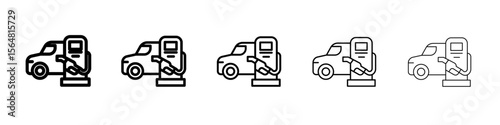 Refueling car icon thin line outline set or collection