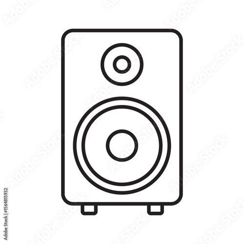 Outline icon of a speaker. Suitable for sound system, audio output, multimedia, and digital entertainment usage. Vector design with editable stroke. Vector Illustration
