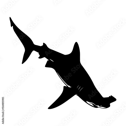 Hammerhead Shark Black Silhouette Set Clipart White Background