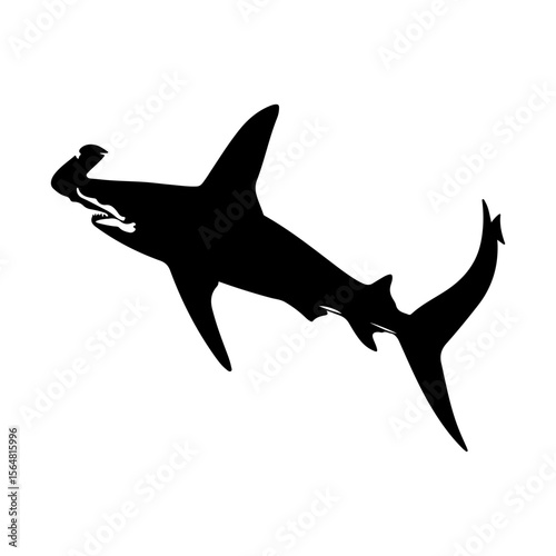Hammerhead Shark Black Silhouette Set Clipart White Background