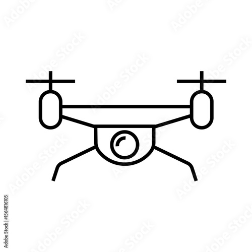 Outline icon of a drone. Represents aerial photography, surveillance, technology gadget, and remote-controlled device. Editable stroke, vector illustration.