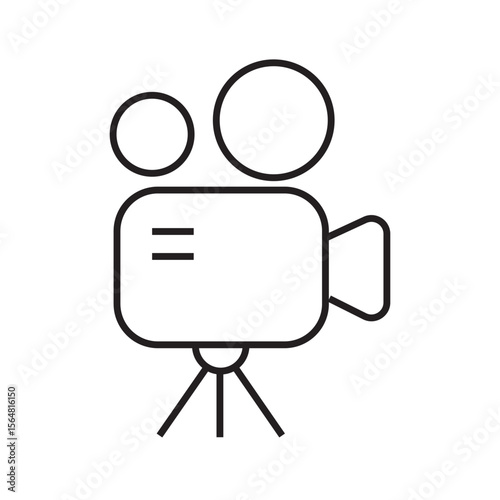 Line icon of video camera. Ideal for video production, filmmaking, multimedia, and content creation concepts. Vector illustration with editable stroke.