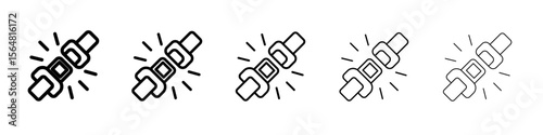 Safety belt icon thin line outline set or collection