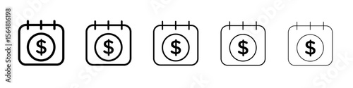 Salary payday icon thin line outline set or collection