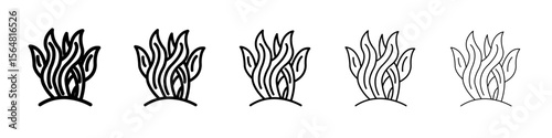 Seaweed icon thin line outline set or collection
