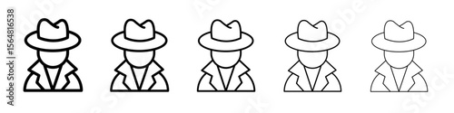 secret agent icon thin line outline set or collection