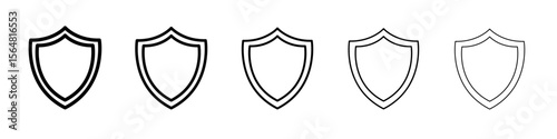 Sheild icon thin line outline set or collection
