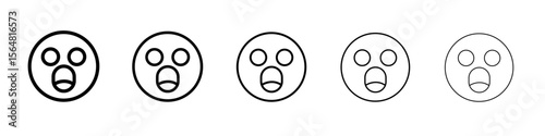 Shocked face icon thin line outline set or collection