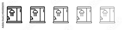 shower cabin bathroom icon thin line outline set or collection