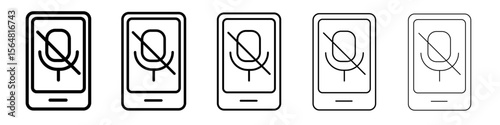 silent phone icon thin line outline set or collection
