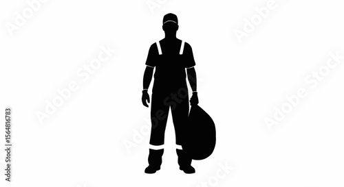 Garbage Collector Vector – Silhouette for Sanitation Worker, Public Service, and Waste Management Concepts

