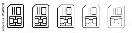 Sim card icon thin line outline set or collection
