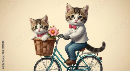 Two Adorable Kittens Enjoying a Bicycle Ride Together