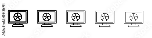 soccer live match on tv icon thin line outline set or collection