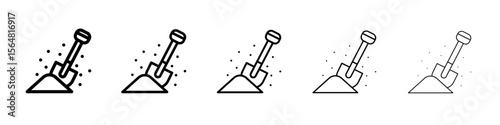 snow and shovel icon thin line outline set or collection