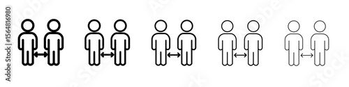social distancing icon thin line outline set or collection