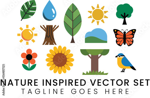 Vibrant Nature Icons A Collection of Elements
