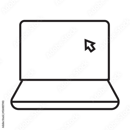 Outline icon of laptop device. Ideal for remote work, business, education, and digital computing. Vector illustration, editable stroke.