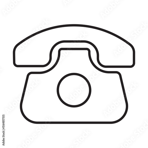 Line icon of traditional landline phone. Symbolizes communication, office call system, and support contact. Editable stroke, vector.