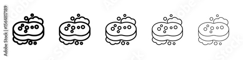 Sponge with foam icon thin line outline set or collection