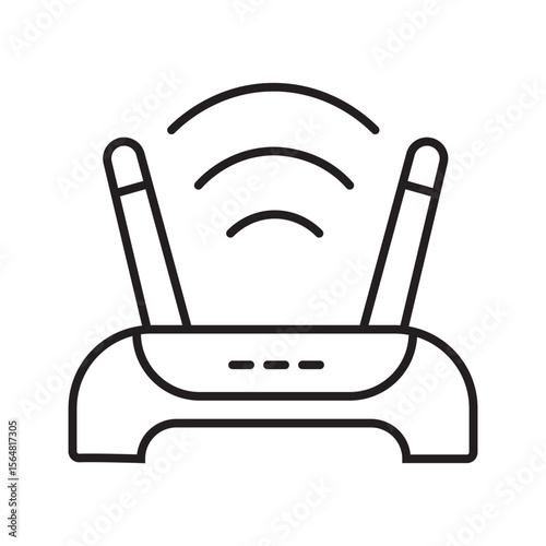 Outline icon of Wi-Fi router. Represents internet connection, wireless signal, and network technology. Editable stroke, vector illustration.